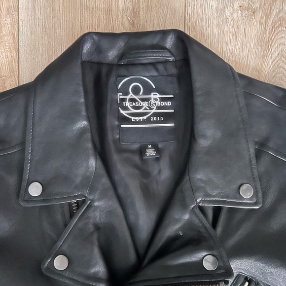 BLACK TREASURE AND BOND LEATHER JACKET - Picture 2 of 3